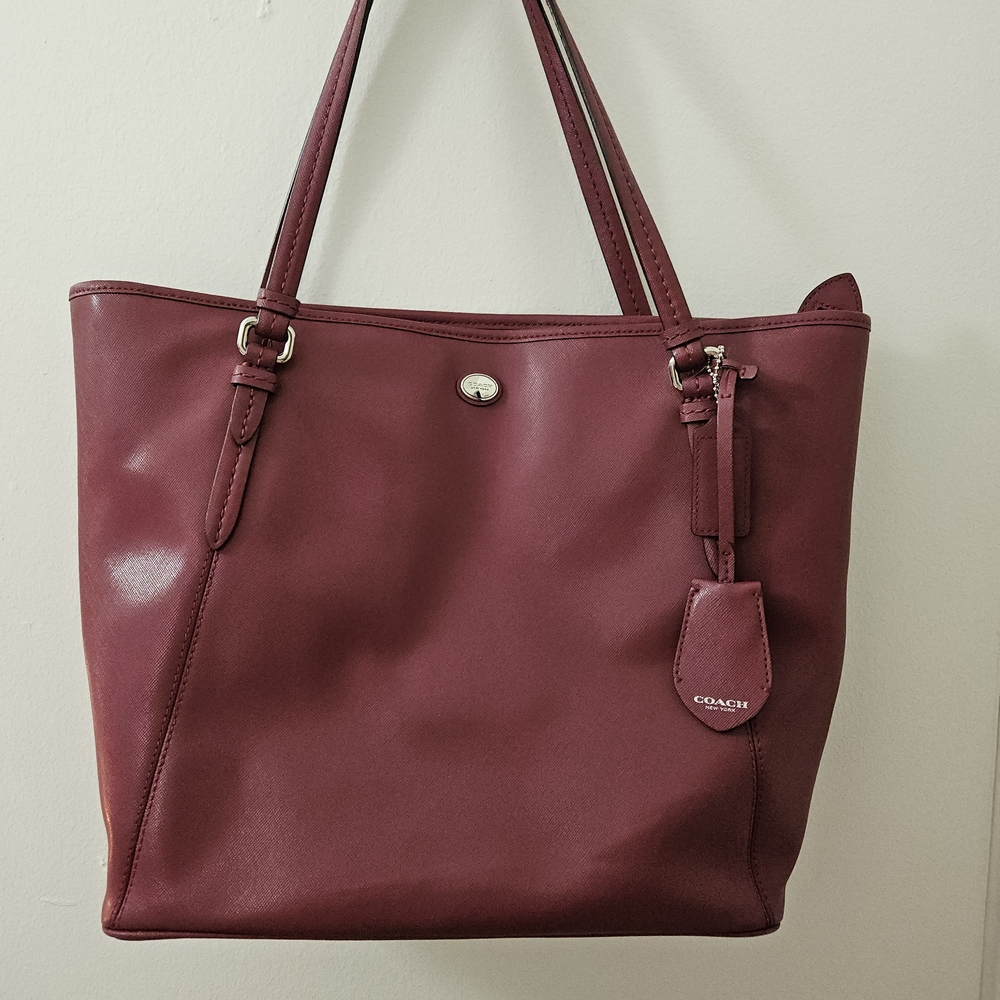 Coach Burgundy Leather Tote Bag